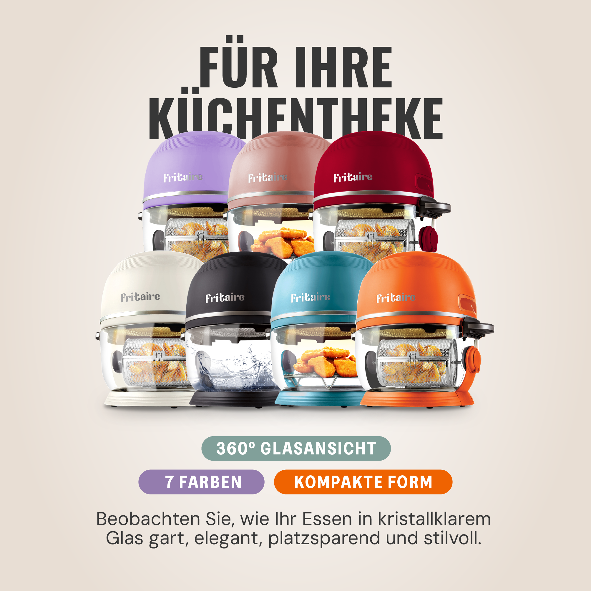 Selbstreinigender & gesunder Airfryer - Orange