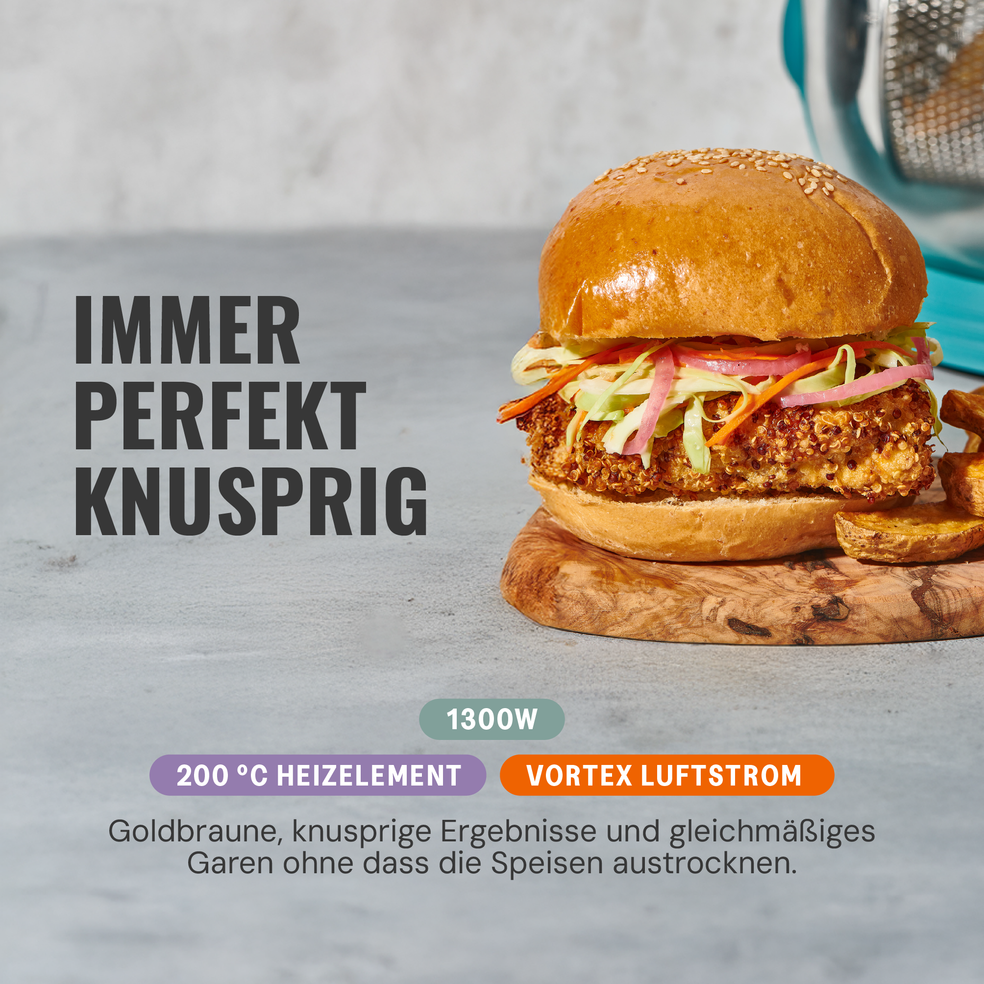 Selbstreinigender & gesunder Airfryer - Orange